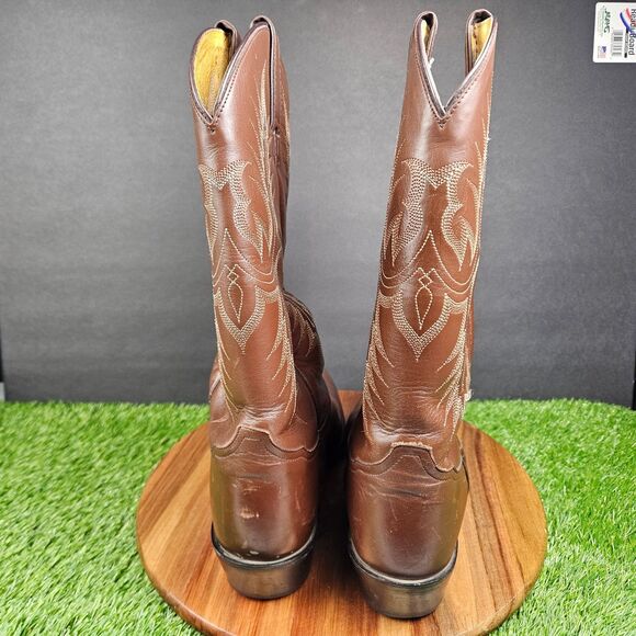Vintage Tony Lama Mens Western Boots Brown Leather 11 B Riding Rodeo Cowboy main image 7
